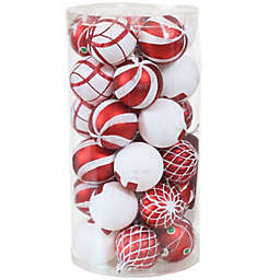30 Pack Christmas Ornament Hanging Shatterproof Decor Holiday Glitter Red White
