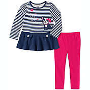 Kids Headquarters Baby Girl&#39;s 2 Pc Striped Dog Tunic & Leggings Set Blue Size 3-6MOS