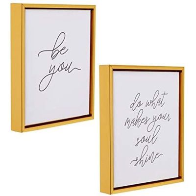 Juvale Motivational Canvas Wall Art with Gold Frame (7.9 x 10 In, 2 Pack)