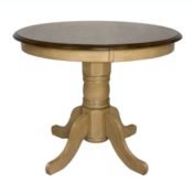 Besthom Brook 36 In. Round Distressed Two Tone Light Creamy Wheat With Warm Pecan Brown Wood Dining Table (Seats 4)