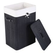 Inq Boutique Bamboo Laundry Hamper, Single Lattice Folding Cloth Storage Basket Dirty Clothes