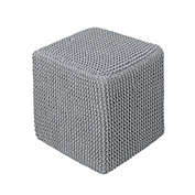 Contemporary Home Living 16.5" Gray Contemporary Solid Cuboid Knitted Foot Stool