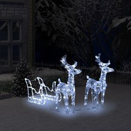 vidaXL Reindeers & Sleigh Christmas Decoration 160 LEDs 51.2