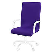 PiccoCasa Solid Stretch Zippers Office Chair Cover, Protective & Stretchable Computer Chair Cover Stretch Rotating Chair Slipcover, 1 Piece, Large Purple
