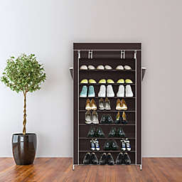 Inq Boutique 10 Tiers Shoe Rack with Dustproof Cover Closet Shoe Storage Cabinet Organizer Dark Brown RT