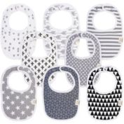 KeaBabies 8-pack Organic Baby Bibs for Boy, Baby Drool Bib for Baby Boys and Girls, Infant Teething Bibs (Grayscale)