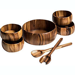 7 Piece - Large Salad Bowl with Servers and 4 Individuals