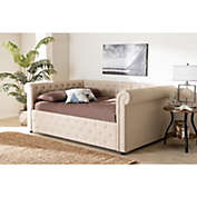 Baxton Studio Mabelle Modern And Contemporary Beige Fabric Upholstered Queen Size Daybed - Beige