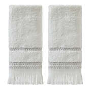 SKL Home By Saturday Knight Ltd Casual Monogram Fingertip Towel Set - 2-Pack - 11X18", White