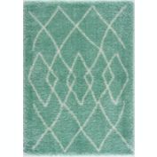 L'baiet Malibu Collection Skylar Turquoise Shag Runner Rug
