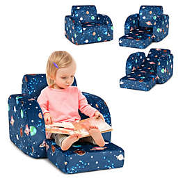Gymax 3-in-1 Convertible Kid Sofa Bed Flip-Out Chair Lounger for Toddler
