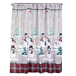 SKL Home Saturday Knight Ltd Plaid Snowman Shower Curtain And Hook Set - 72x72\