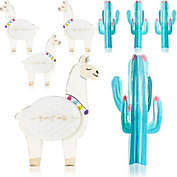 Blue Panda Llama Honeycomb and Cactus Centerpiece for Table Decorations (8 Pack)
