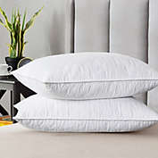 Unikome 2 Pack Quilted White Goose Down and Feather Medium Support Bed Pillows in White, Standard/Queen