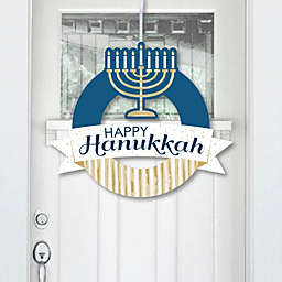 Big Dot of Happiness Happy Hanukkah - Outdoor Chanukah Holiday Party Decor - Front Door Wreath