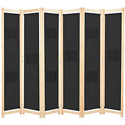 vidaXL 6-Panel Room Divider Black 94.5