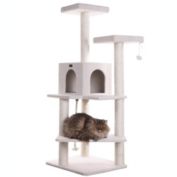 Armarkat 57-Inch Wooden Step Cat Tower Tree Condo Scratcher Kitten House - Ivory