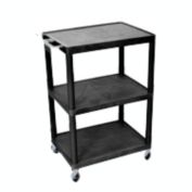 Luxor Rolling 3 Shelf Structural Foam Molded Plastic Storage Utility Cart