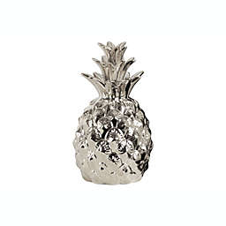 Urban Trends Collection Home Decor Ceramic Pineapple Figurine, Gloss Finish - Dark Silver