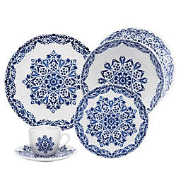 Oxford Coup Blue Indian 20 Pieces Dinnerware Set Service for 4