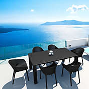 Luxury Commercial Living 7-Piece Black Extendable Patio Dining Set 86"