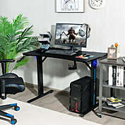 Slickblue Home Office  PC Computer Gaming Desk with LED Lignt and Gaming Handle Rack-Black