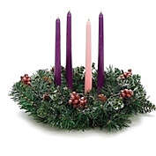 Pinecone and Berry Frosted Advent Wreath Candle Holder 14 Inch Diameter