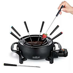 Salton - Electric Fondue Set with 2.8 Liter Non-Stick Bowl, 1000W, Black