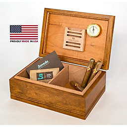 American Chest Company woodTop Amish Cigar Humidor. Solid Maple with English WALNUT Finish, 75 Count Size.