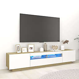 vidaXL TV Cabinet with LED Lights White and Sonoma Oak 78.7