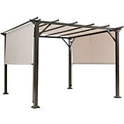 Slickblue 16&#39; x 4&#39; 2Pcs Universal Replacement Canopy for Pergola Structure Sun Awning-Beige