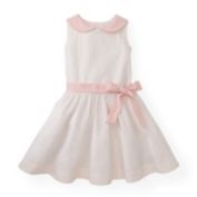Hope & Henry Girls' Seersucker Peter Pan Collar Dress (Pink, 6-12 Months)