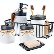 JerGO Mason Jar Bathroom Accessories Set of 4