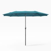 WestinTrends 15 Ft Double Sided Outdoor Twin Market Umbrella, Dark Green
