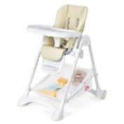 Slickblue Baby Convertible Folding Adjustable High Chair with Wheel Tray Storage Basket -Beige