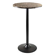 Contemporary Home Living 40" Black and Faux Marble Round Bar - Height Pub Table