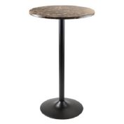 Contemporary Home Living 40" Black and Faux Marble Round Bar - Height Pub Table