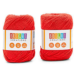Bright Creations Red Cotton Skeins, Medium 4 Worsted Yarn for Knitting (330 Yards, 2 Pack)