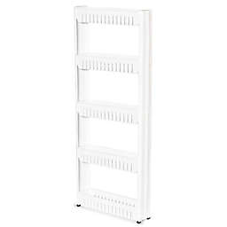 Lexi Home 5 Tier White Slide Out Pantry Organizer with Wheels