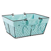 Contemporary Home Living 16" Aqua Blue and Gray Home Essentials and Collectibles Chicken Wire Egg Basket