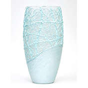Art Glass Designs 11.75" Blue Abstract Scribble Line Barrel Glass Vase