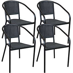 Sunnydaze Aderes Outdoor Arm Chair - Set of 4 - Black