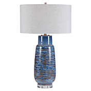 Contemporary Home Living 32" Contemporary Table Lamp with Gray Round Hardback Shade