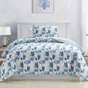 Market & Place Sorrento Coastal 2-Piece Reversible Twin Quilt Set in White/Blue