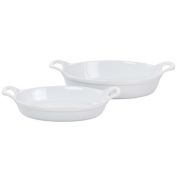Martha Stewart 2 Piece Oval Stoneware Baker Set in White