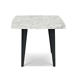 Bianco Contemporary Decorative Soro Italian Carrara White Marble Side Table with Metal Legs - 24