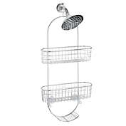 mDesign Steel Metal Curved Bathroom/Shower 2-Tier Caddy with Baskets