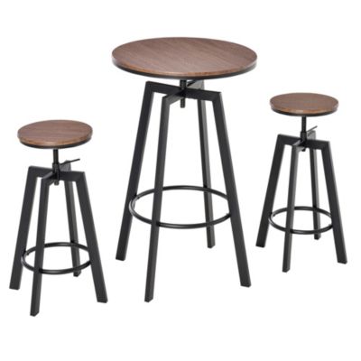 Swivel Bar Stool Wood Metal Industrial Chair Adjustable Set Black Modern Pub New 