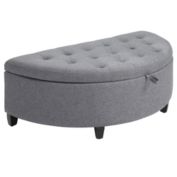 HOMCOM Half Moon Modern Luxurious Polyester Fabric Storage Ottoman Bench with Legs Lift Lid Thick Sponge Pad for Living Room, Entryway, or Bedroom, Grey
