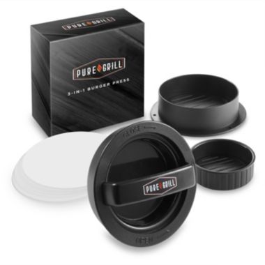 Pure Grill 3-in-1 Burger Press - Patty Maker with 100 Wax Papers for BBQ Grilling Stuffed Hamburgers, Beef Patties, and Sliders. View a larger version of this product image.